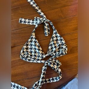 Frankie’s Bikinis - Black and White Houndstooth Bikini Top- Size Medium